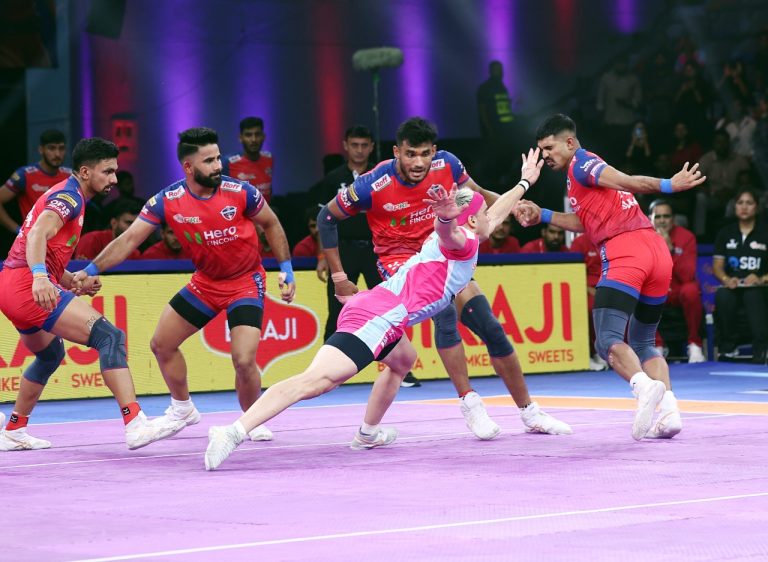 Jaipur Pink Panthers register first home win over UP Yoddhas powered by Nitin Kumar’s Super 10 and Ali Samadi’s shining performance